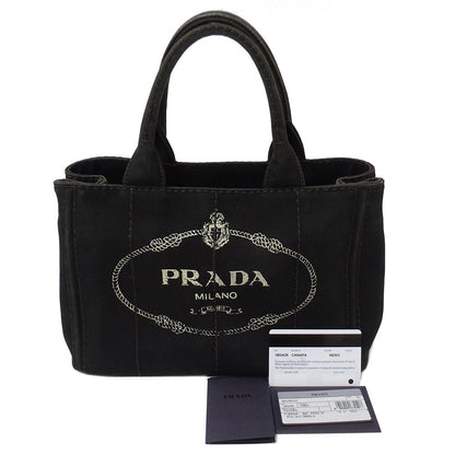 Prada Bag Handbag Canapa Mini Canvas Black Adult Simple Going Out — view 7
