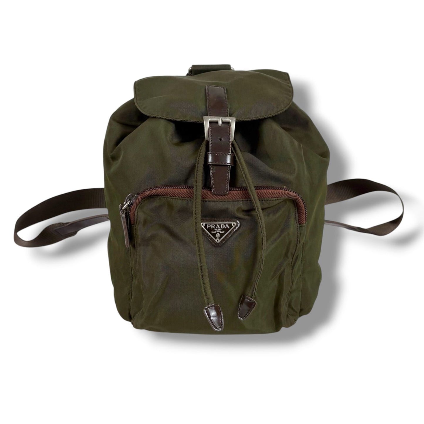 Prada Triangle Logo Drawstring Backpack Tessuto — view 2