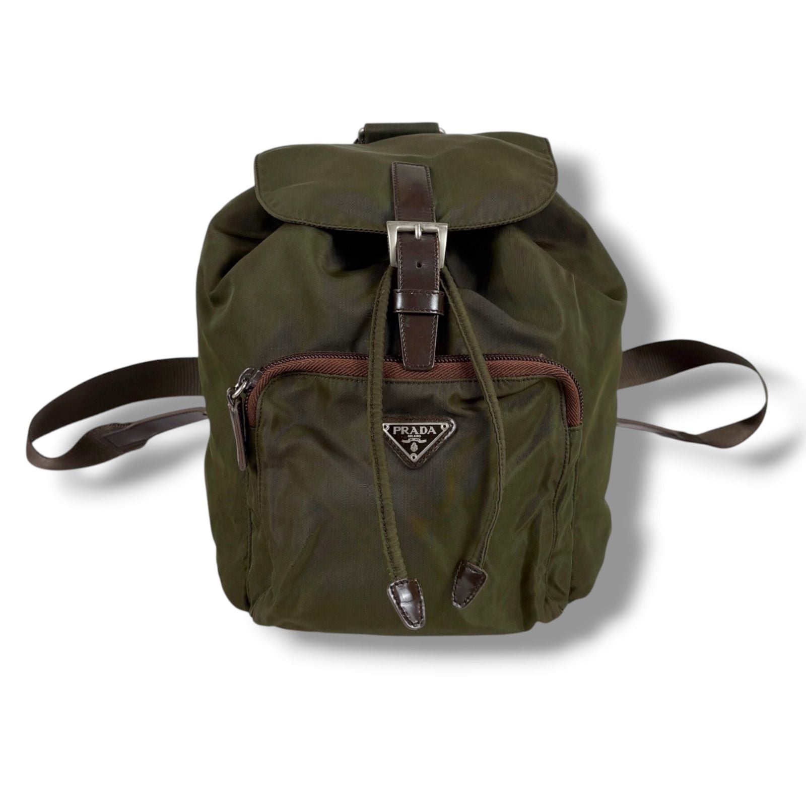 Prada Triangle Logo Drawstring Backpack Tessuto — view 2
