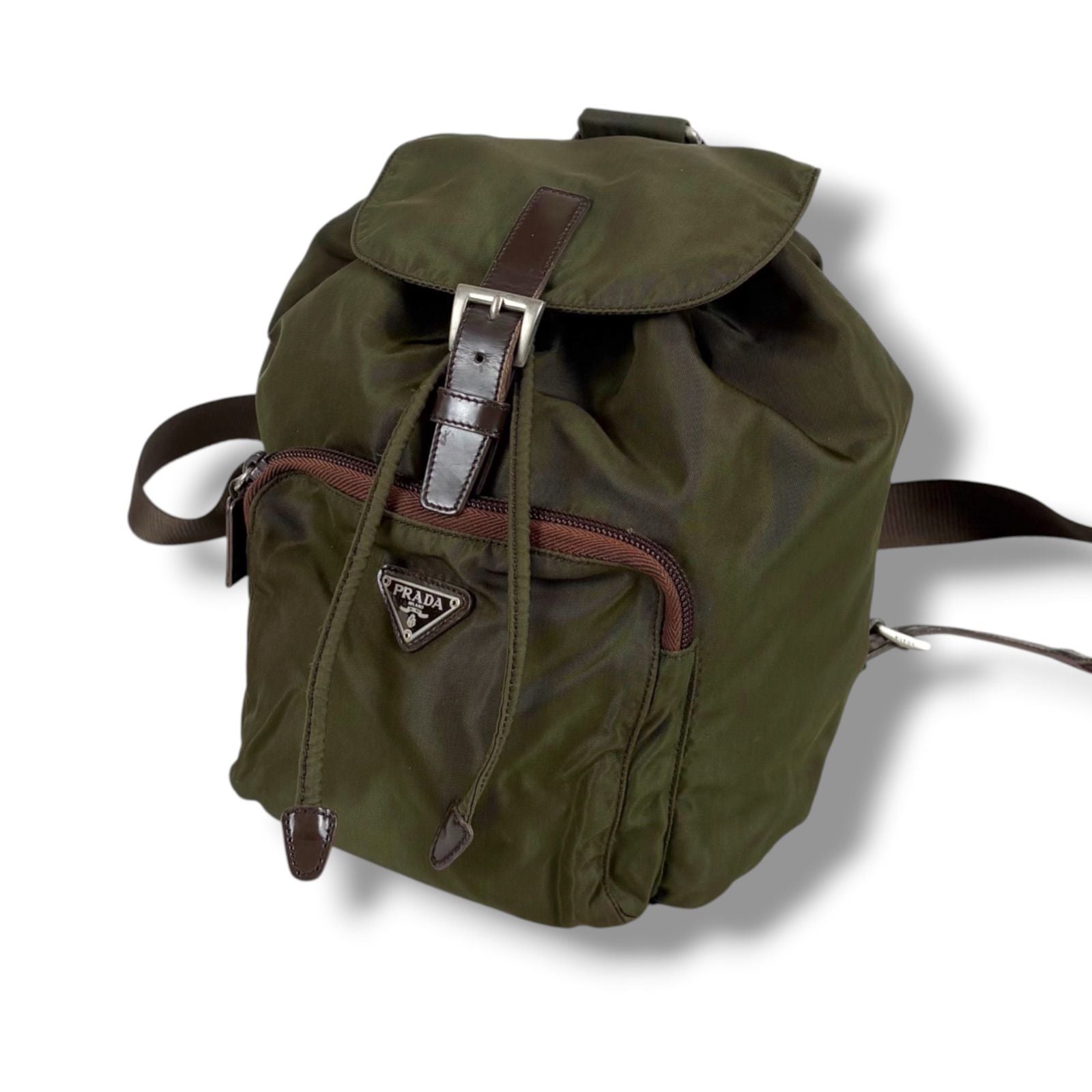 Prada Triangle Logo Drawstring Backpack Tessuto