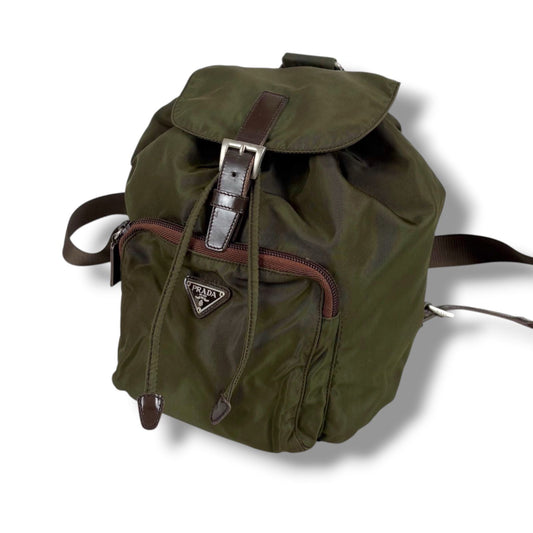 Prada Triangle Logo Drawstring Backpack Tessuto