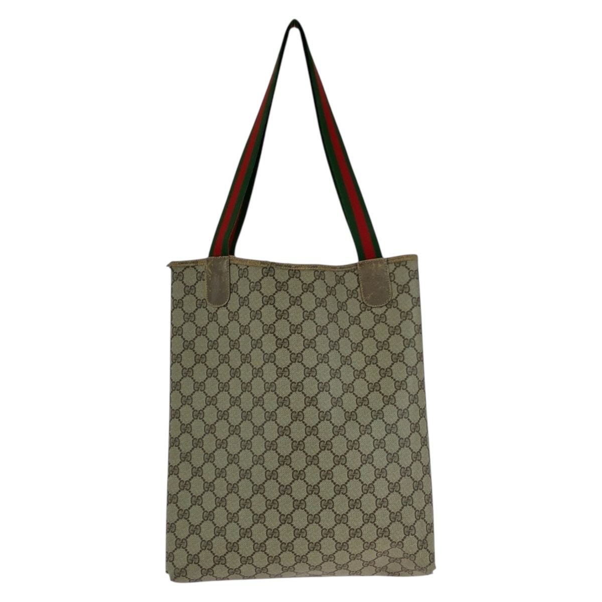 Gucci Vintage Sherry Line Beige GG Supreme Canvas Leather Tote — view 2
