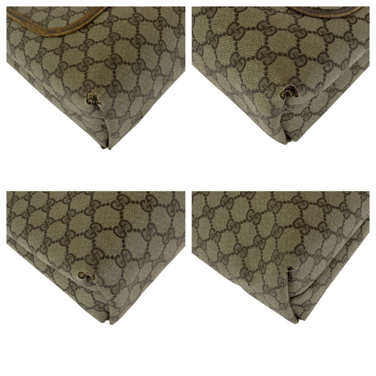 Gucci Vintage Sherry Line Beige GG Supreme Canvas Leather Tote — view 3