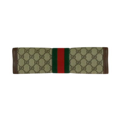 Gucci Vintage Sherry Line Beige Brown GG Supreme Canvas Leather Clutch — view 8