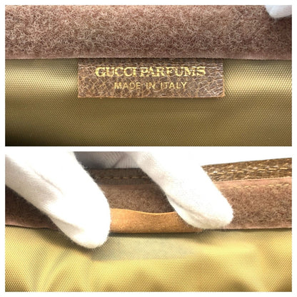 Gucci Vintage Sherry Line Beige Brown GG Supreme Canvas Leather Clutch — view 4