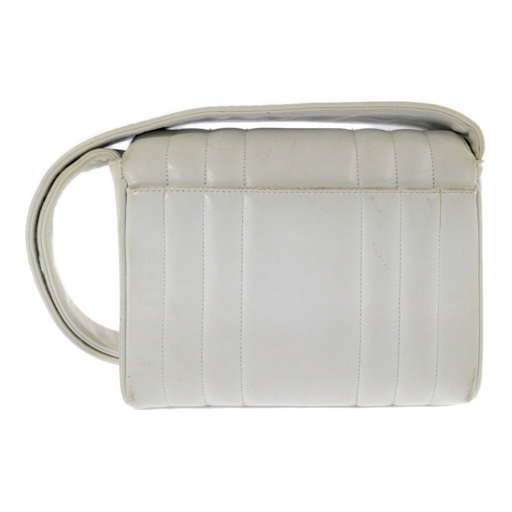 Chanel Geki Vertical Stitching CC Logo Shoulder Bag White Mademoiselle Vintage
