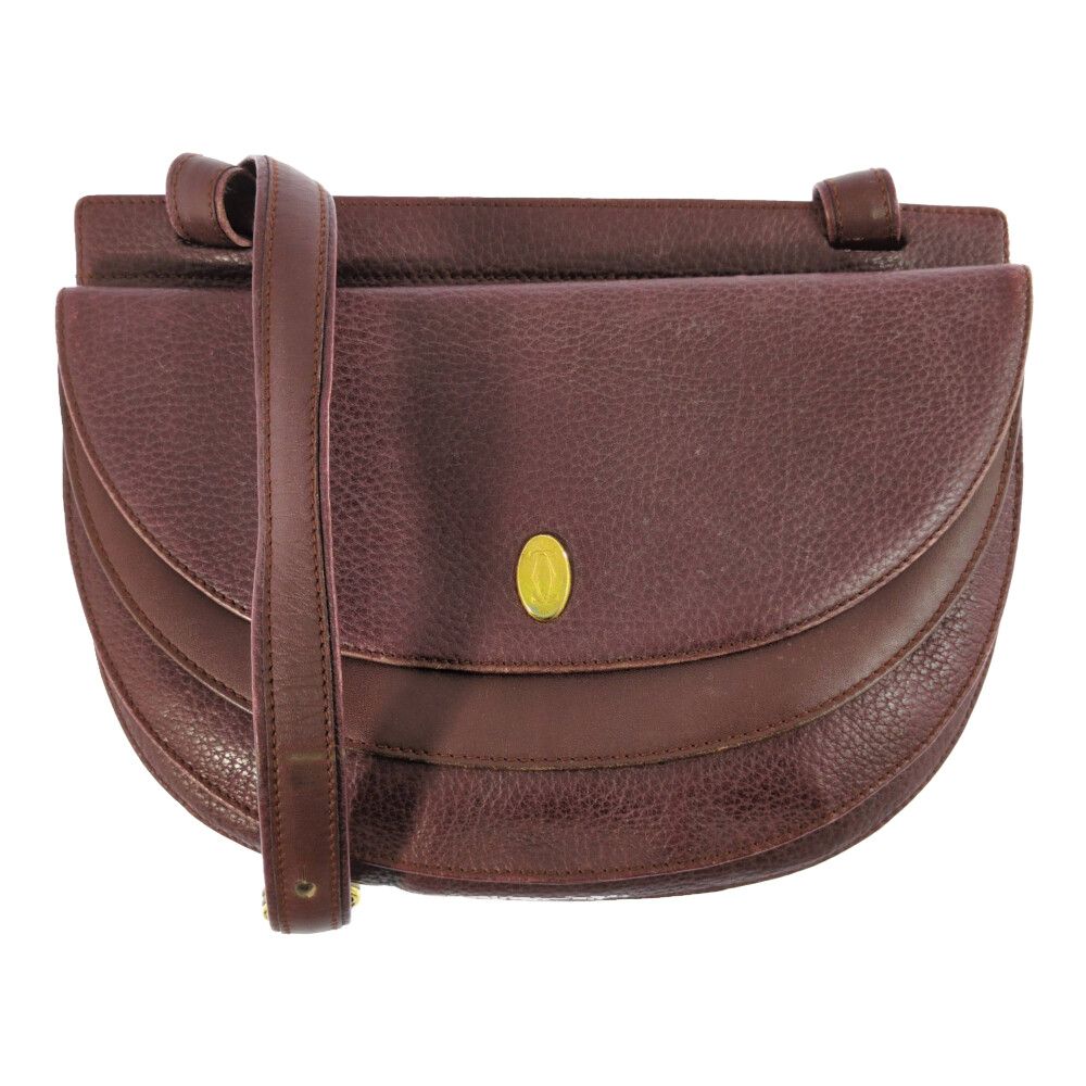 Cartier Must Line Flap Shoulder Bag Wine Red Trinity All B /