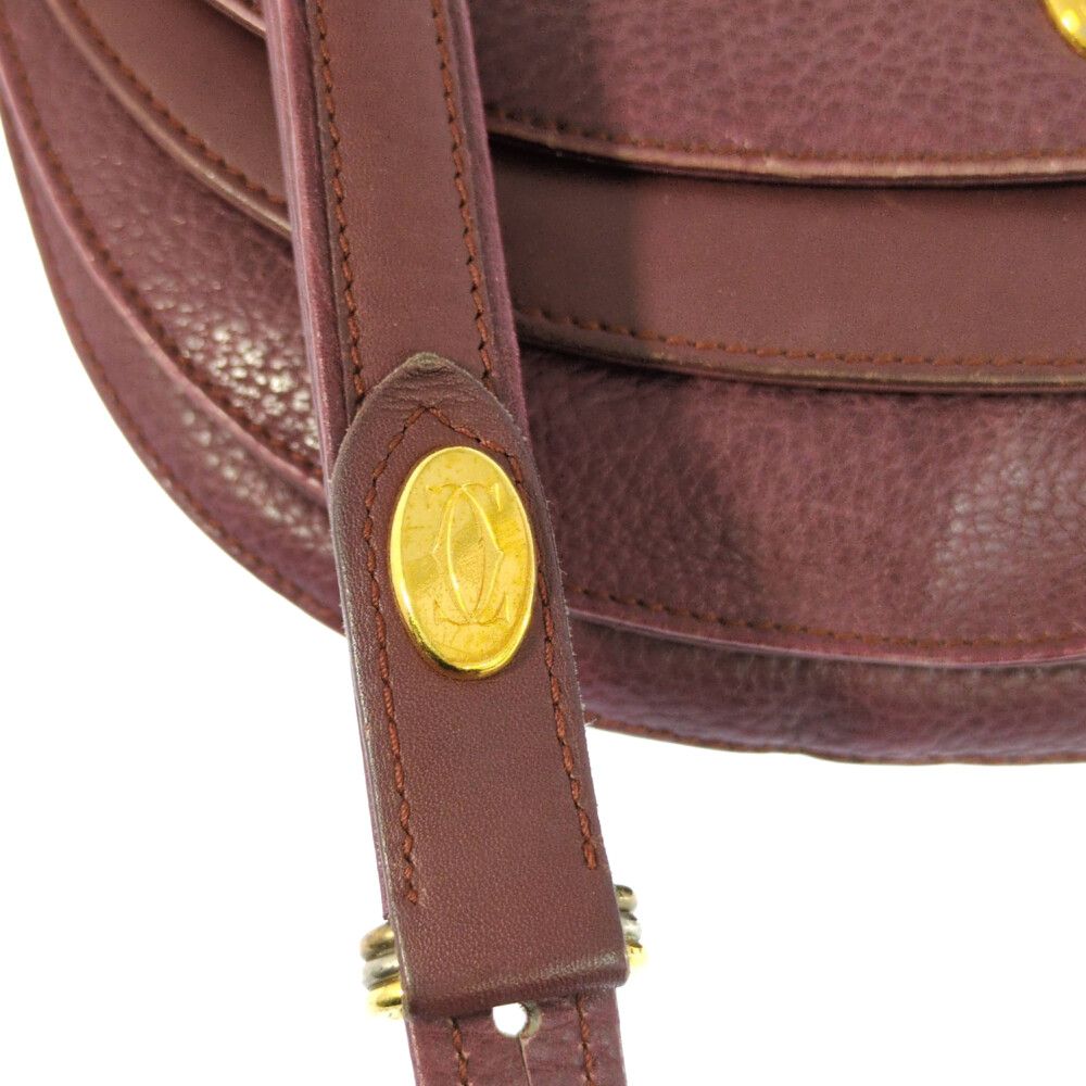 Cartier Must Line Flap Shoulder Bag Wine Red Trinity All B /