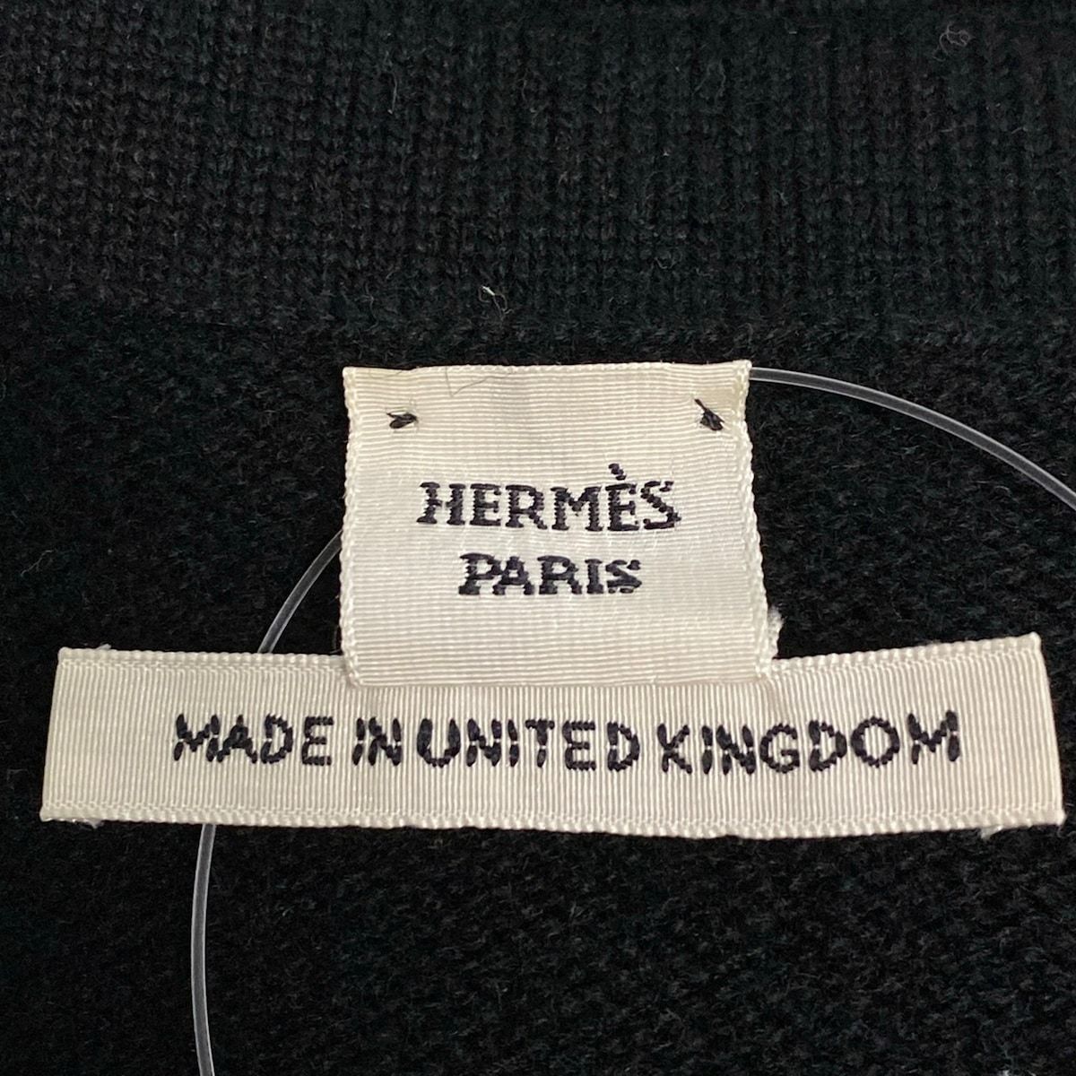 Hermes Dress 38 M Black V-neck Long Sleeve Knee Length Knit — view 3