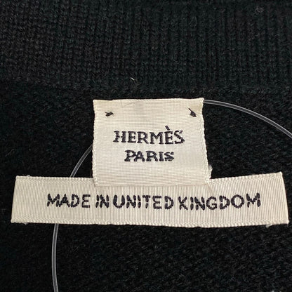 Hermes Dress 38 M Black V-neck Long Sleeve Knee Length Knit — view 3
