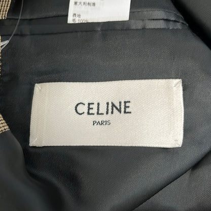 Celine Jacket 34 S Beige Black Multi Glen Check Shoulder Pad Long Sleeve Spring — view 3