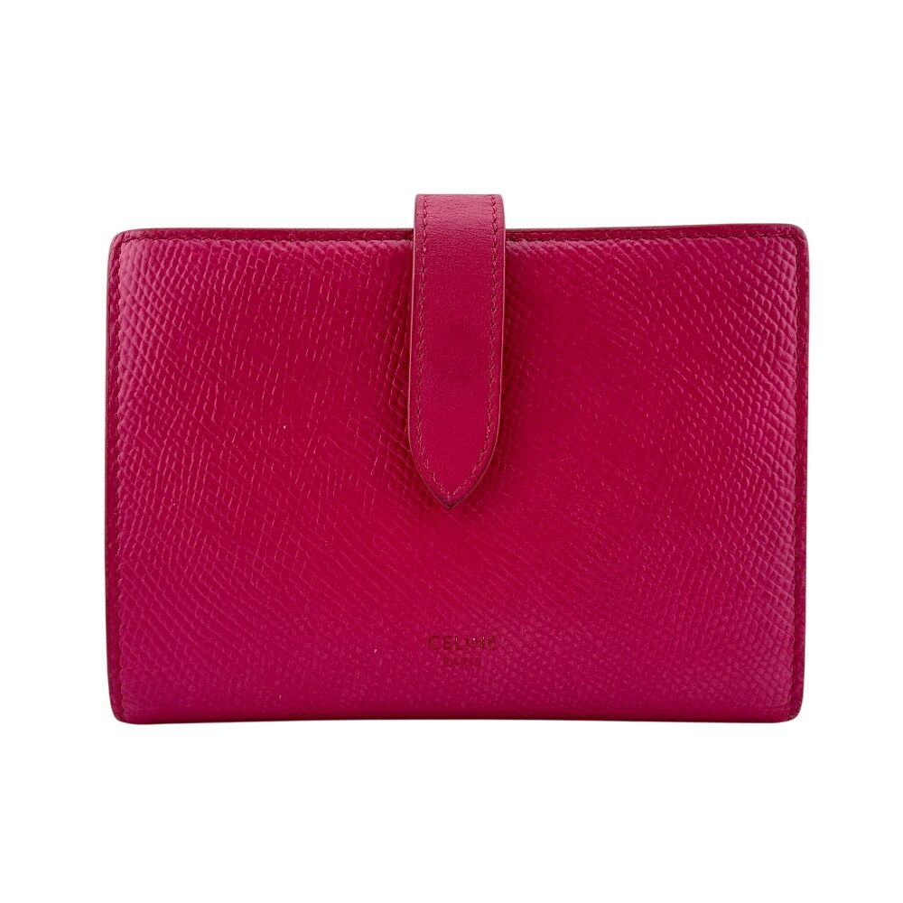 Celine Strap Leather Bifold Wallet Pink
