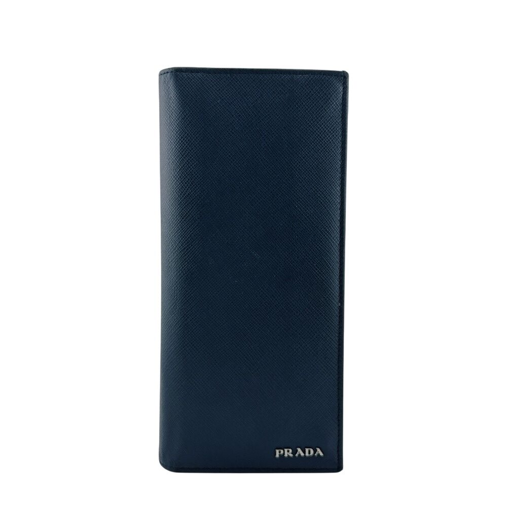 Prada Wallet Saffiano Leather Bifold Navy