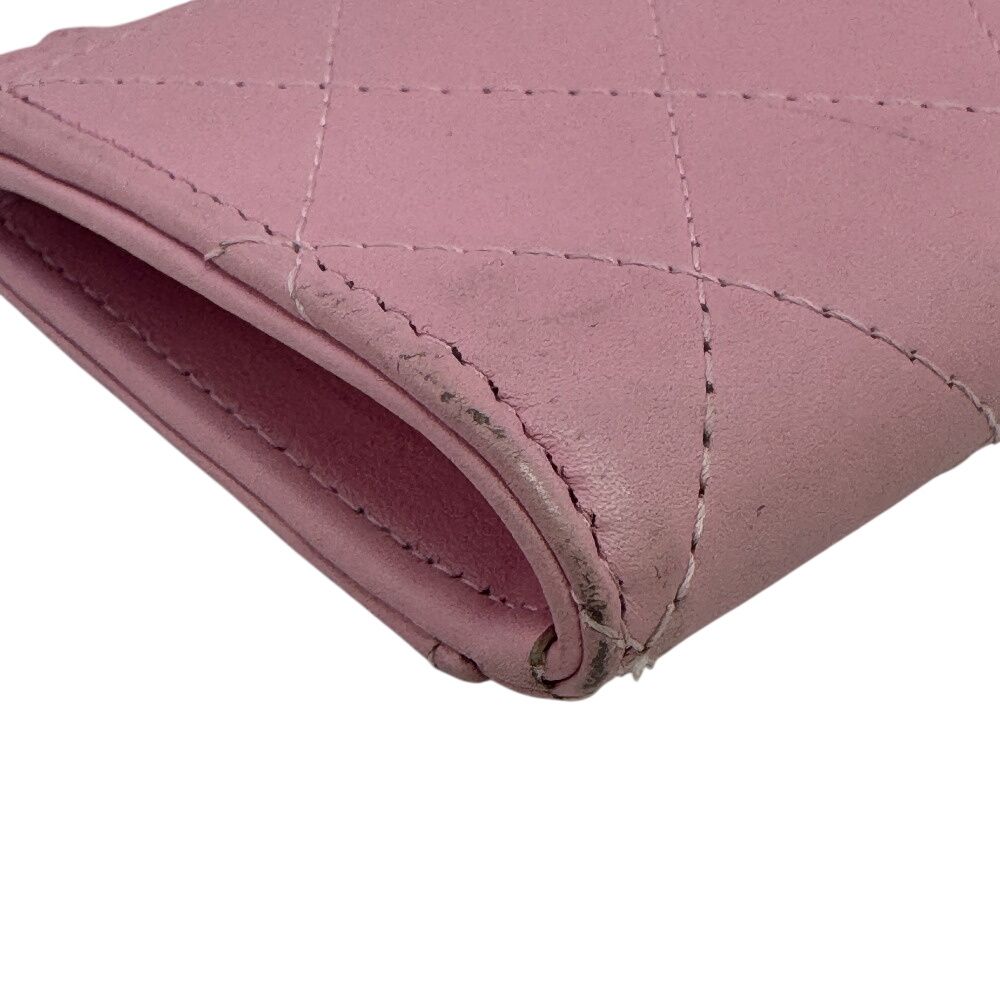 Chanel Fragment Case Quilted Leather Card Pink — view 3