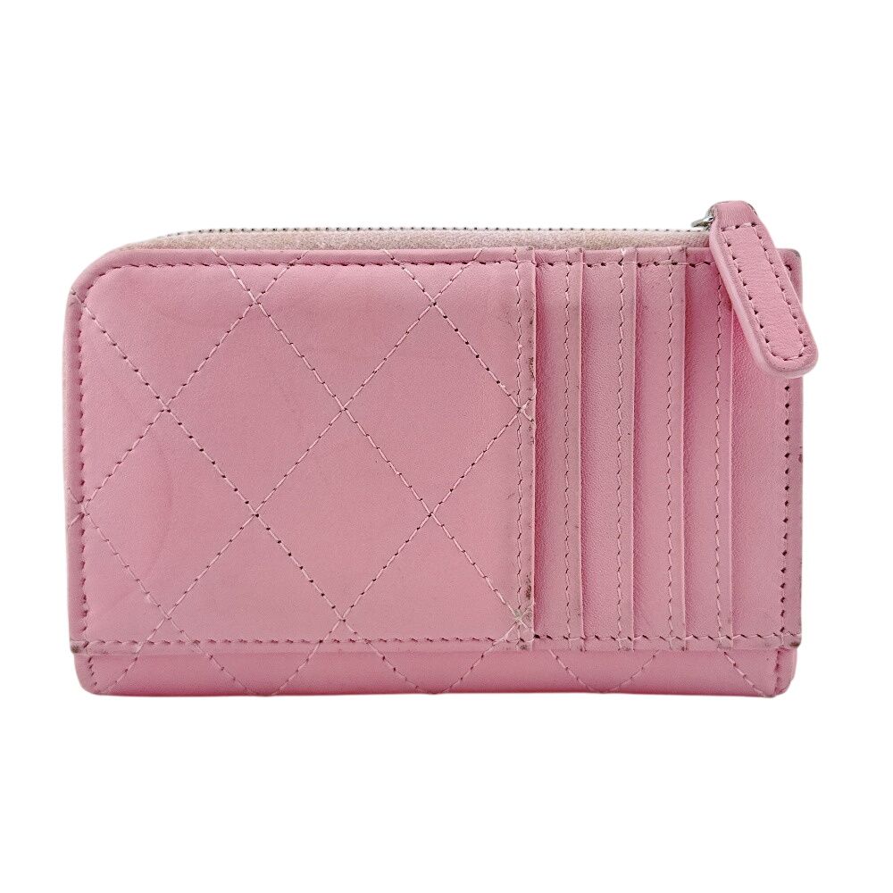 Chanel Fragment Case Quilted Leather Card Pink — view 2