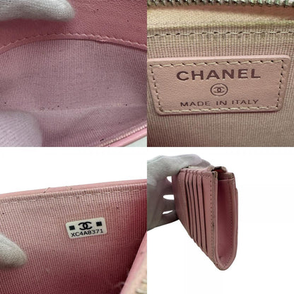 Chanel Fragment Case Quilted Leather Card Pink — view 8