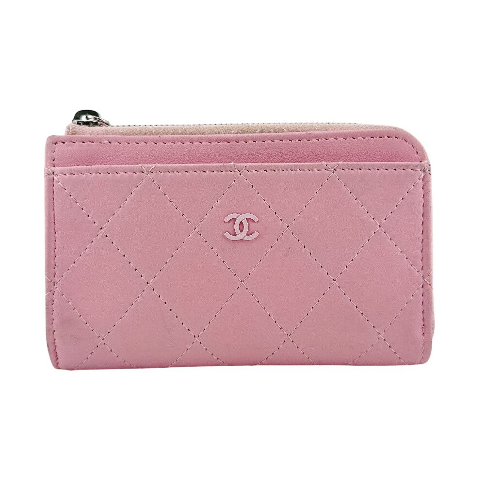 Chanel Fragment Case Quilted Leather Card Pink