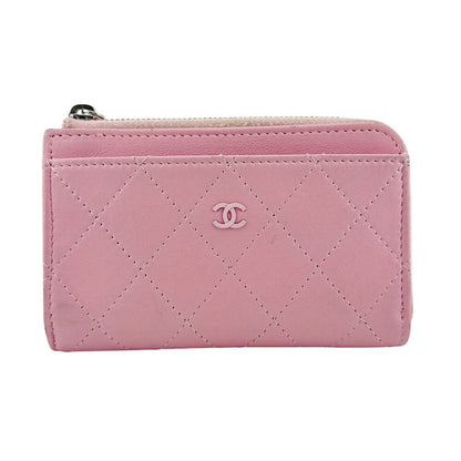 Chanel Fragment Case Quilted Leather Card Pink
