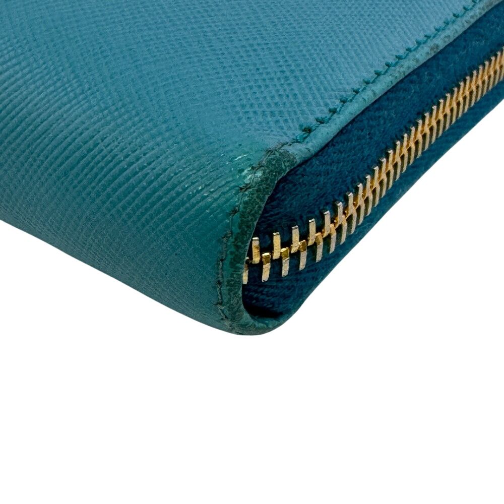 Prada Zip Around Saffiano Leather Wallet Blue — view 4