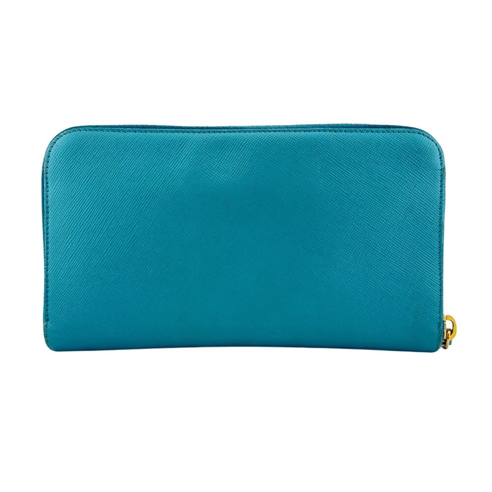 Prada Zip Around Saffiano Leather Wallet Blue — view 2