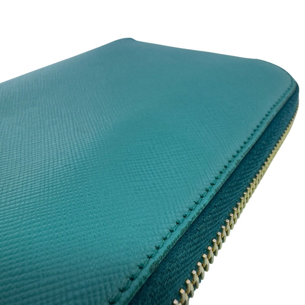Prada Zip Around Saffiano Leather Wallet Blue — view 6