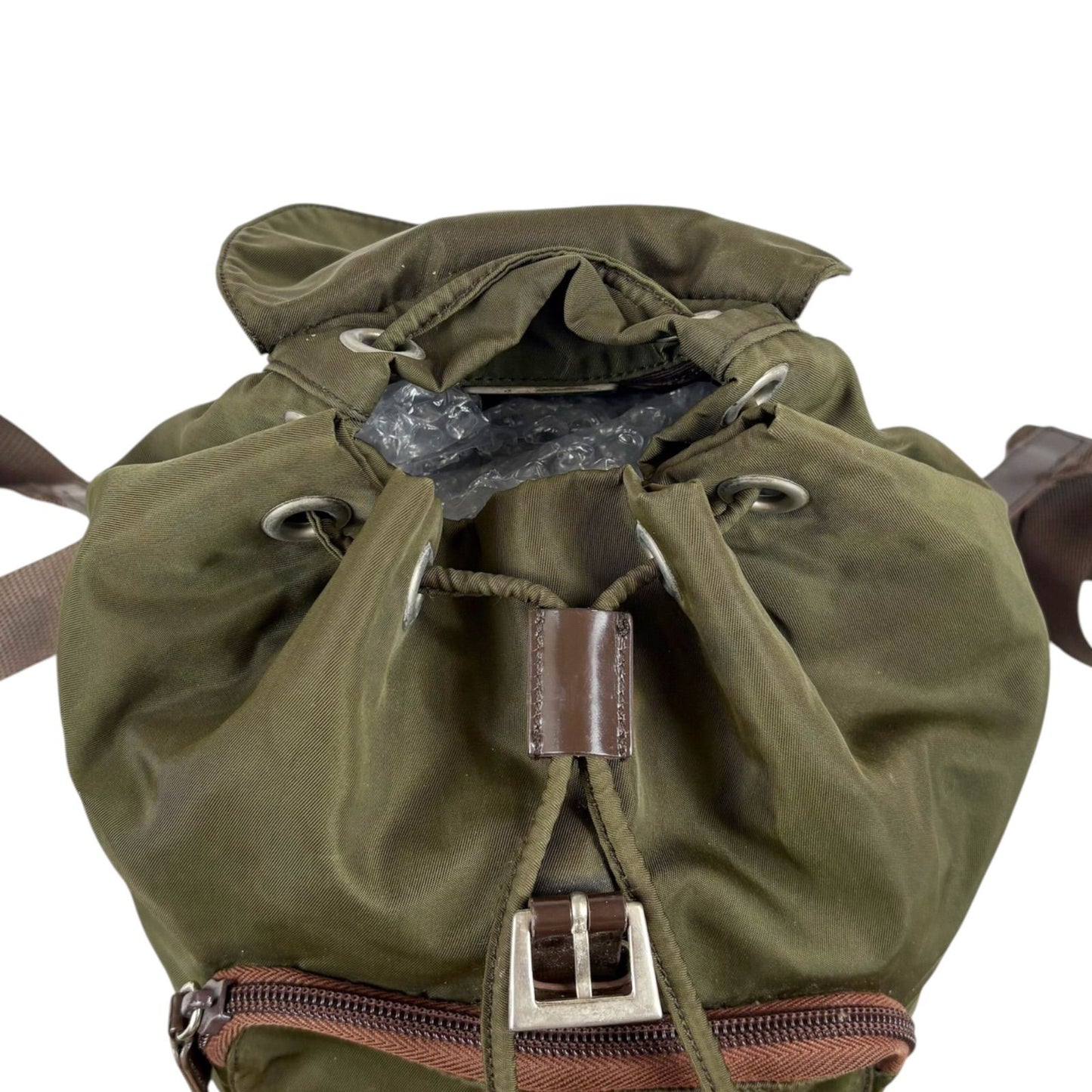 Prada Triangle Logo Drawstring Backpack Tessuto — view 8