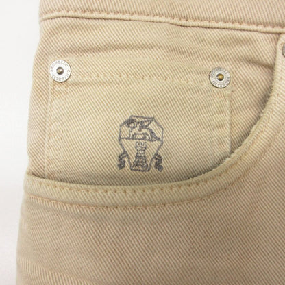 Brunello Cucinelli Pants Logo Pocket Traditional Fit Denim Jeans Light Beige — view 6