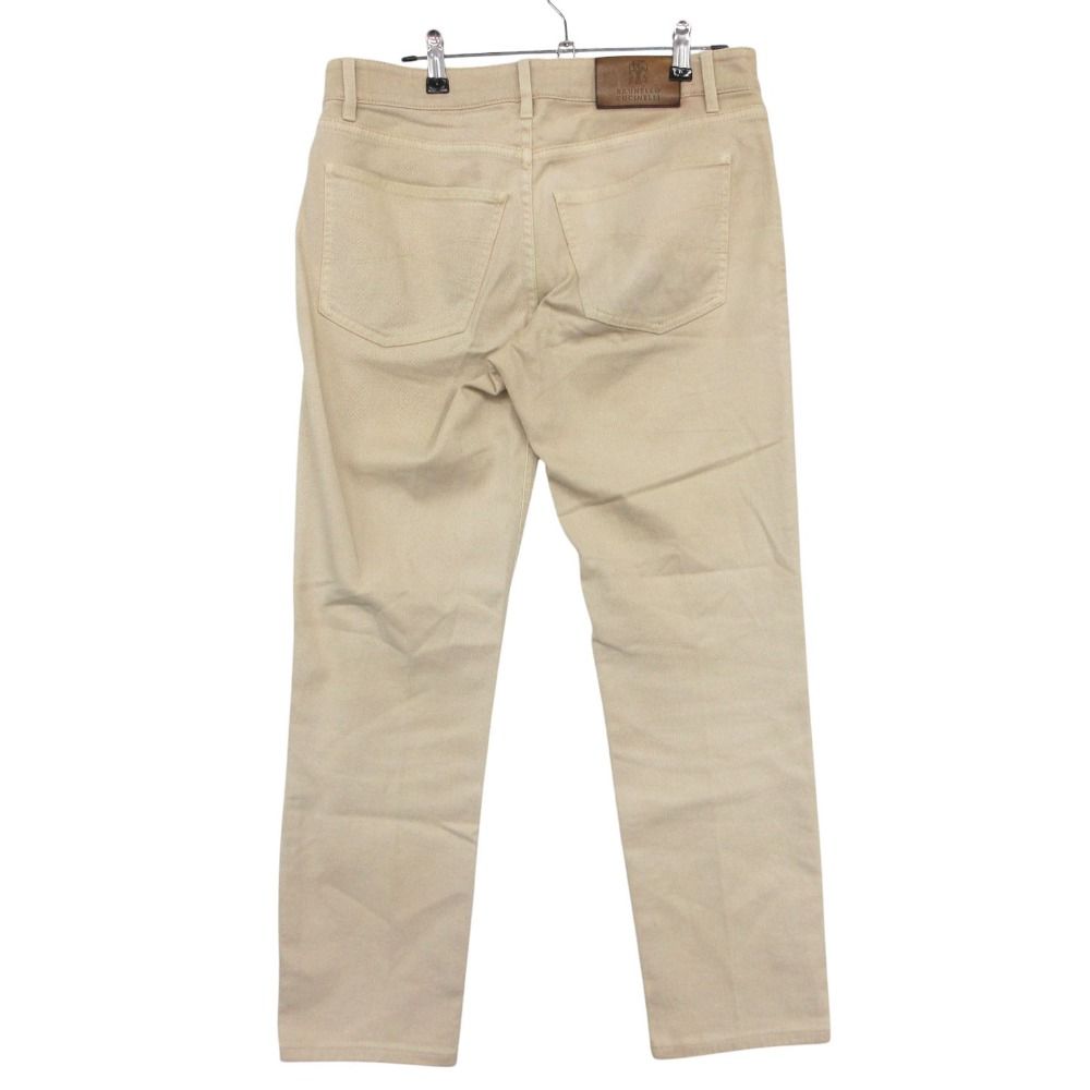 Brunello Cucinelli Pants Logo Pocket Traditional Fit Denim Jeans Light Beige — view 2
