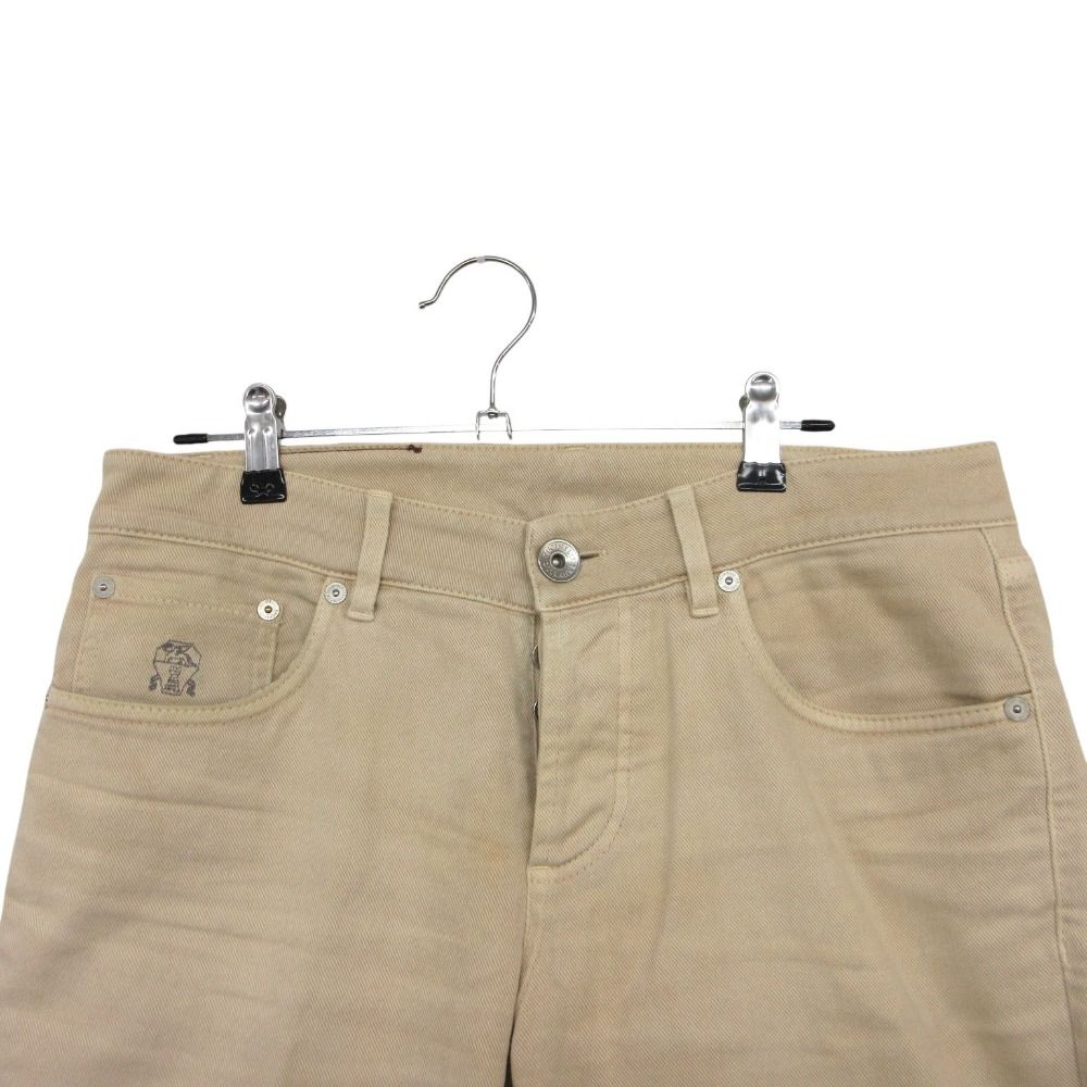 Brunello Cucinelli Pants Logo Pocket Traditional Fit Denim Jeans Light Beige — view 5