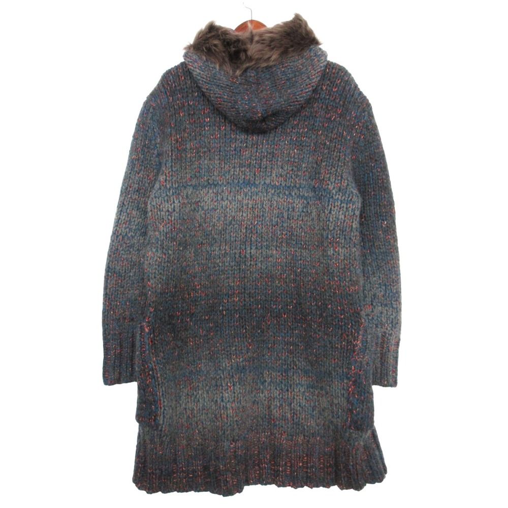 Dolce & Gabbana D&G Duffle Coat Sheep Fur Hooded Mohair Blend Knit Plaid Lining — view 2