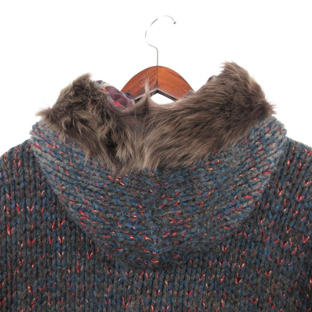 Dolce & Gabbana D&G Duffle Coat Sheep Fur Hooded Mohair Blend Knit Plaid Lining — view 9