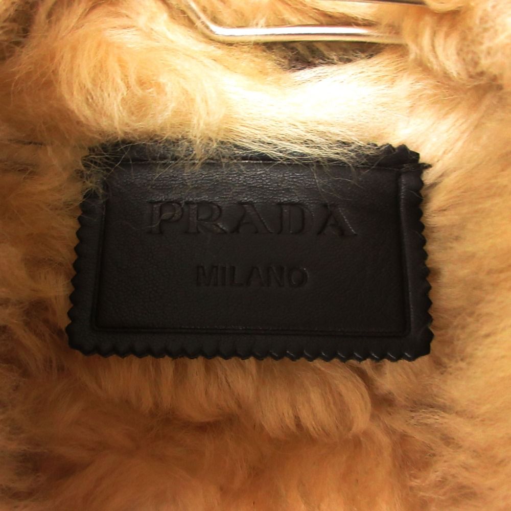 Prada Jacket Sheep Fur Leather Zip Up Brown — view 3