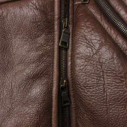 Prada Jacket Sheep Fur Leather Zip Up Brown — view 9