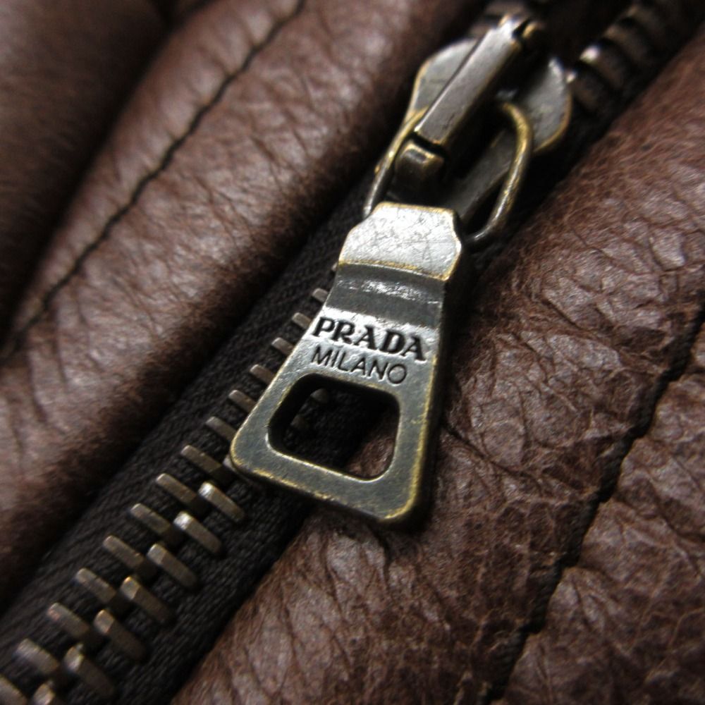 Prada Jacket Sheep Fur Leather Zip Up Brown — view 8