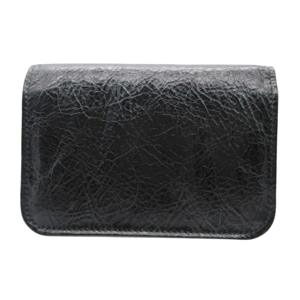 Balenciaga Card Case BB Logo Emblem Leather Bifold Holder Black — view 2