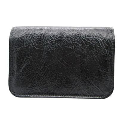 Balenciaga Card Case BB Logo Emblem Leather Bifold Holder Black — view 2