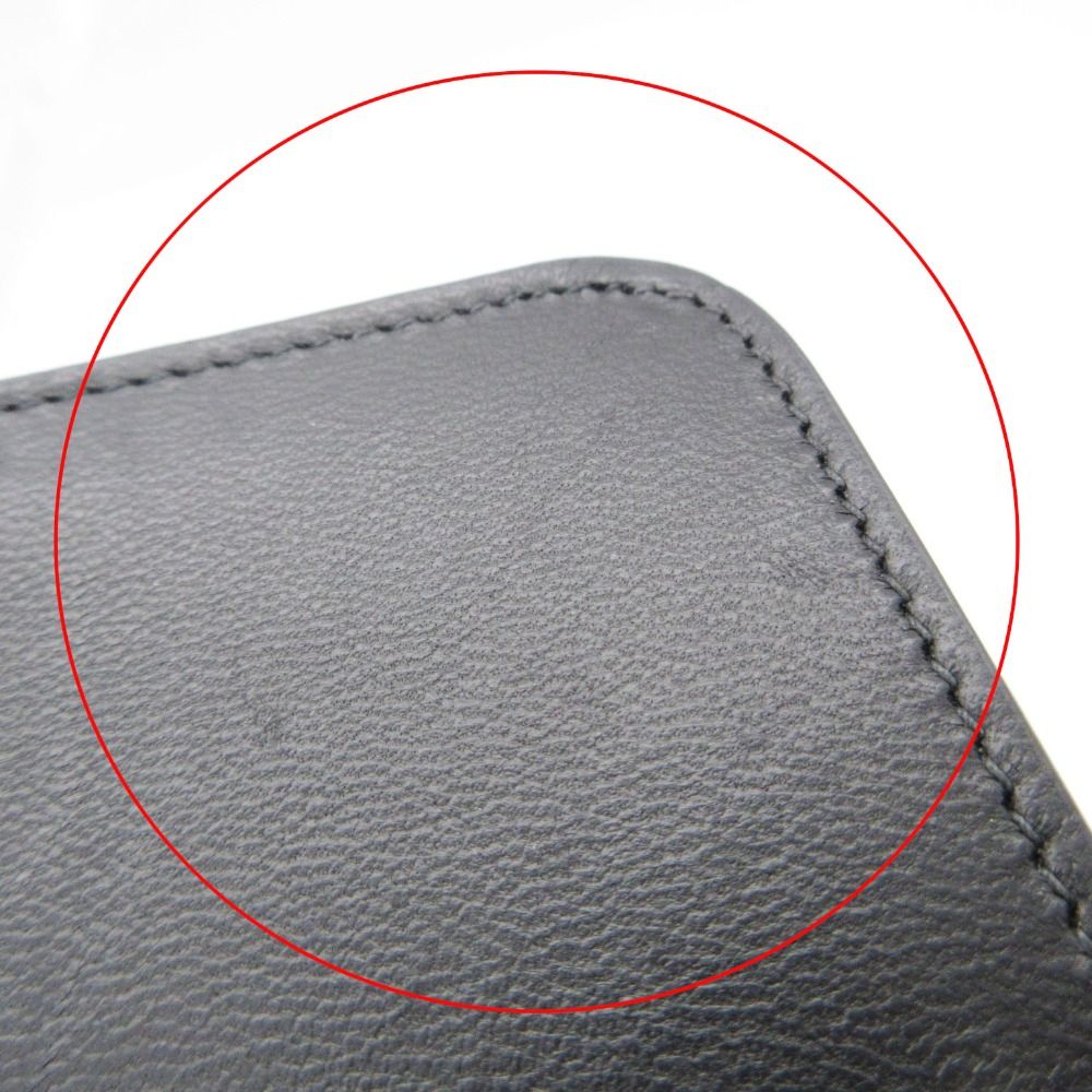 Balenciaga Card Case BB Logo Emblem Leather Bifold Holder Black — view 9