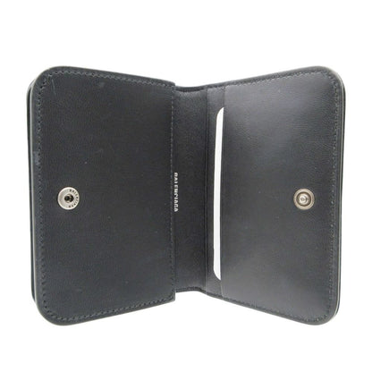 Balenciaga Card Case BB Logo Emblem Leather Bifold Holder Black — view 6