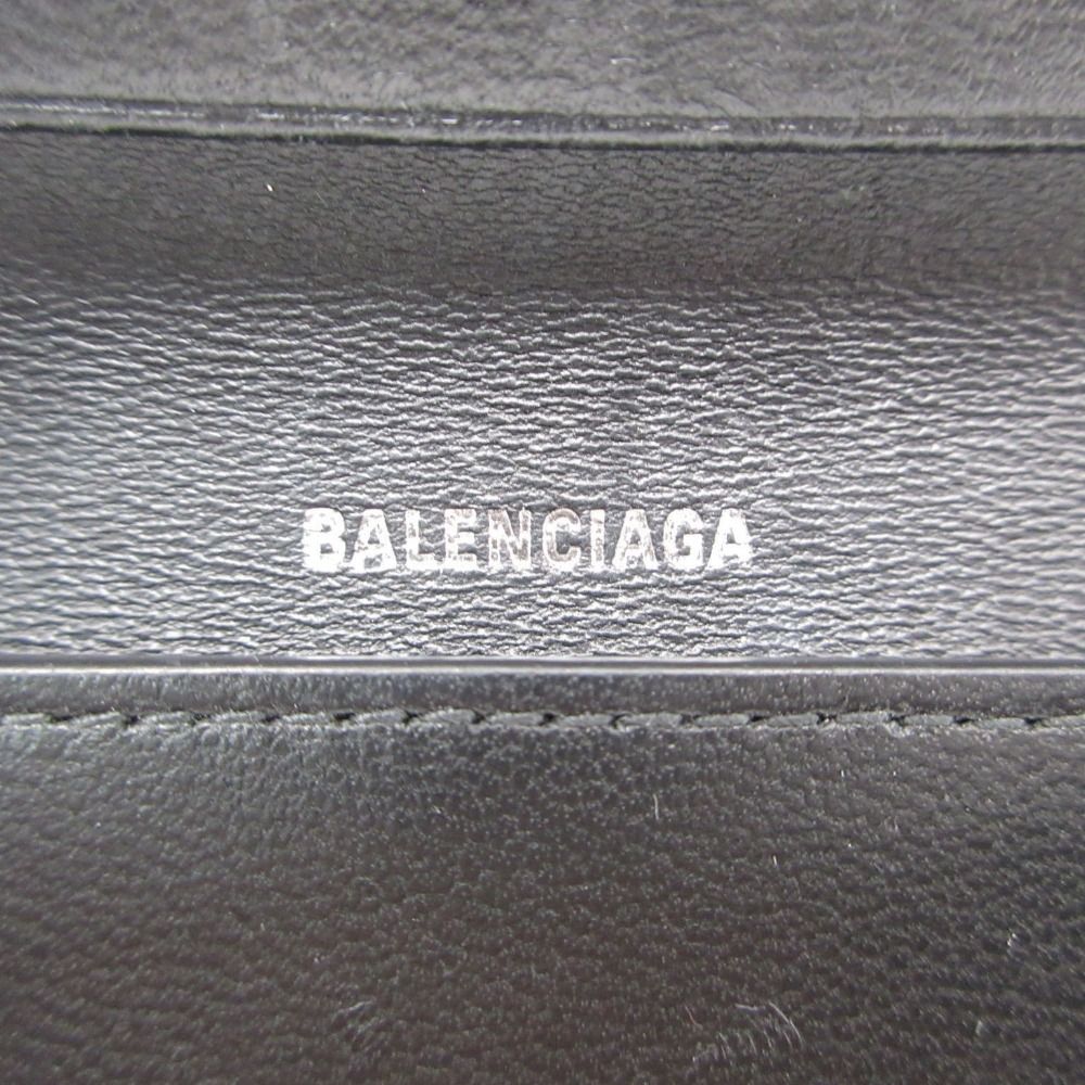 Balenciaga Card Case BB Logo Emblem Leather Bifold Holder Black — view 7