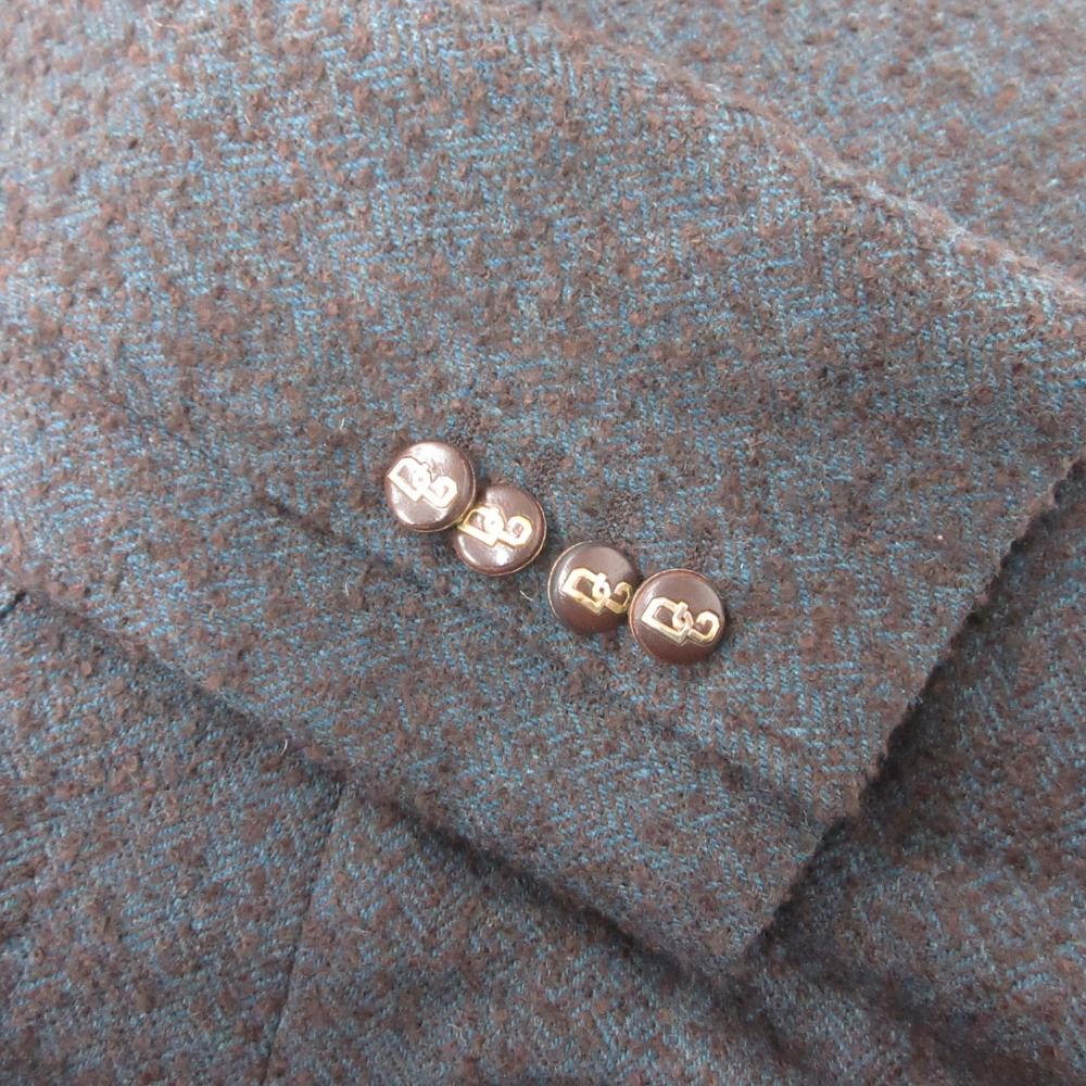 Dolce & Gabbana Tailored Jacket Blue Leather Taiga Pattern Lining Tweed — view 9
