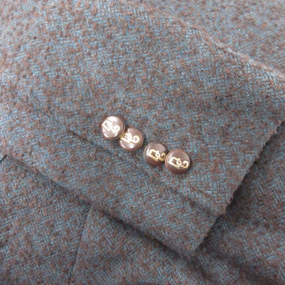 Dolce & Gabbana Tailored Jacket Blue Leather Taiga Pattern Lining Tweed — view 9