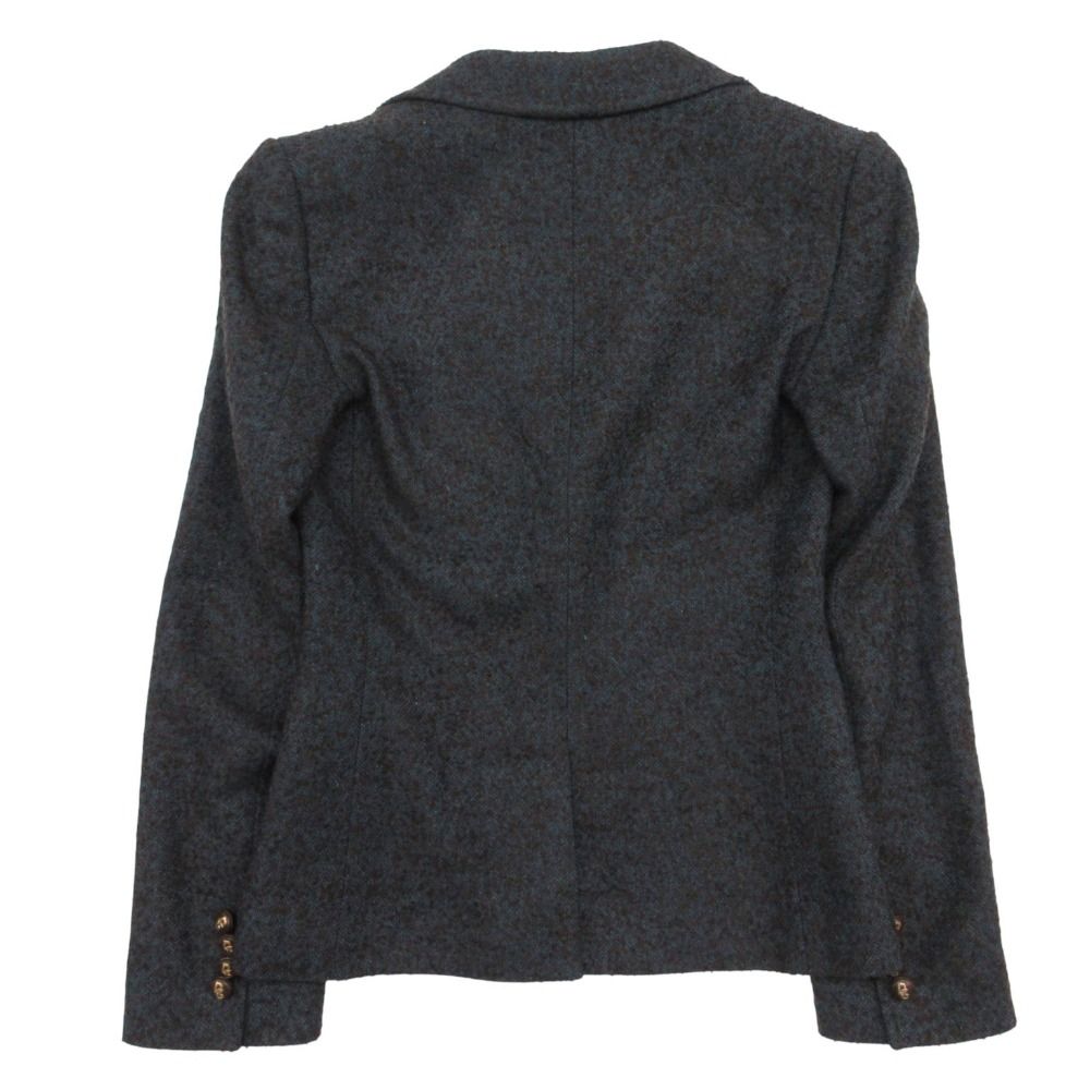 Dolce & Gabbana Tailored Jacket Blue Leather Taiga Pattern Lining Tweed — view 2