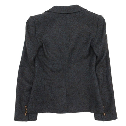 Dolce & Gabbana Tailored Jacket Blue Leather Taiga Pattern Lining Tweed — view 2
