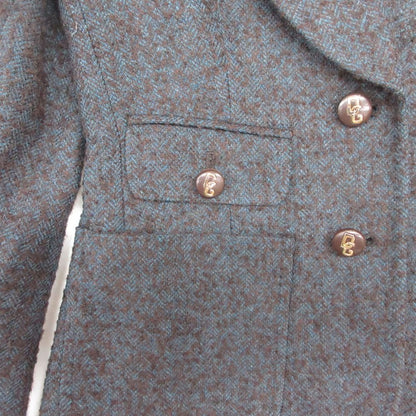 Dolce & Gabbana Tailored Jacket Blue Leather Taiga Pattern Lining Tweed — view 8