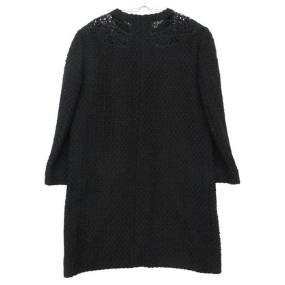Dolce & Gabbana Coat Lace Decoration Snap Button Wool Blend Black — view 2