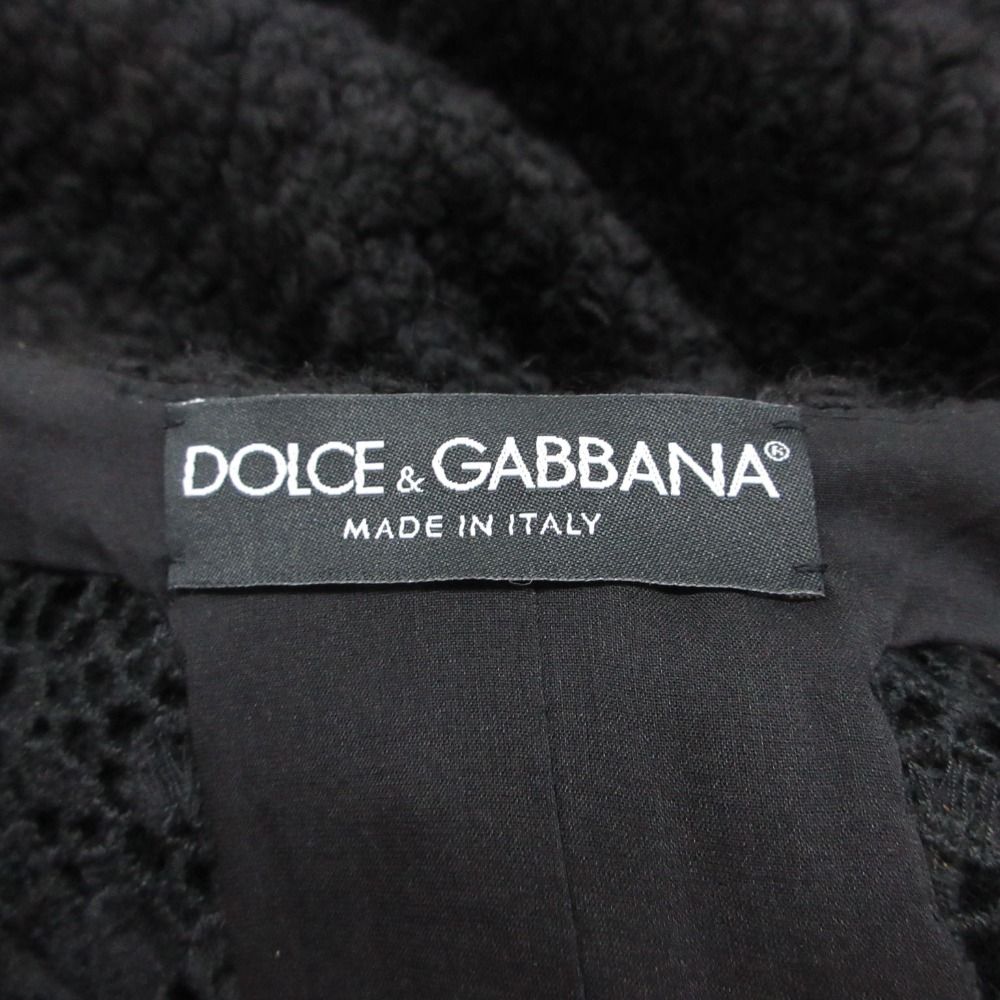 Dolce & Gabbana Coat Lace Decoration Snap Button Wool Blend Black — view 6