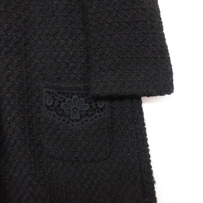 Dolce & Gabbana Coat Lace Decoration Snap Button Wool Blend Black — view 4