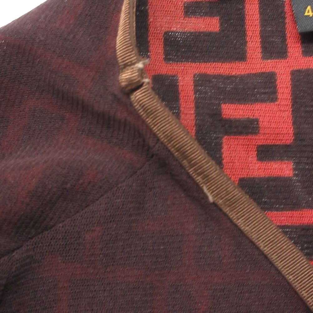 Fendi Short Sleeve T-Shirt Zucca Pattern Top Power Net Tag Cut Stretch Red Brown — view 6