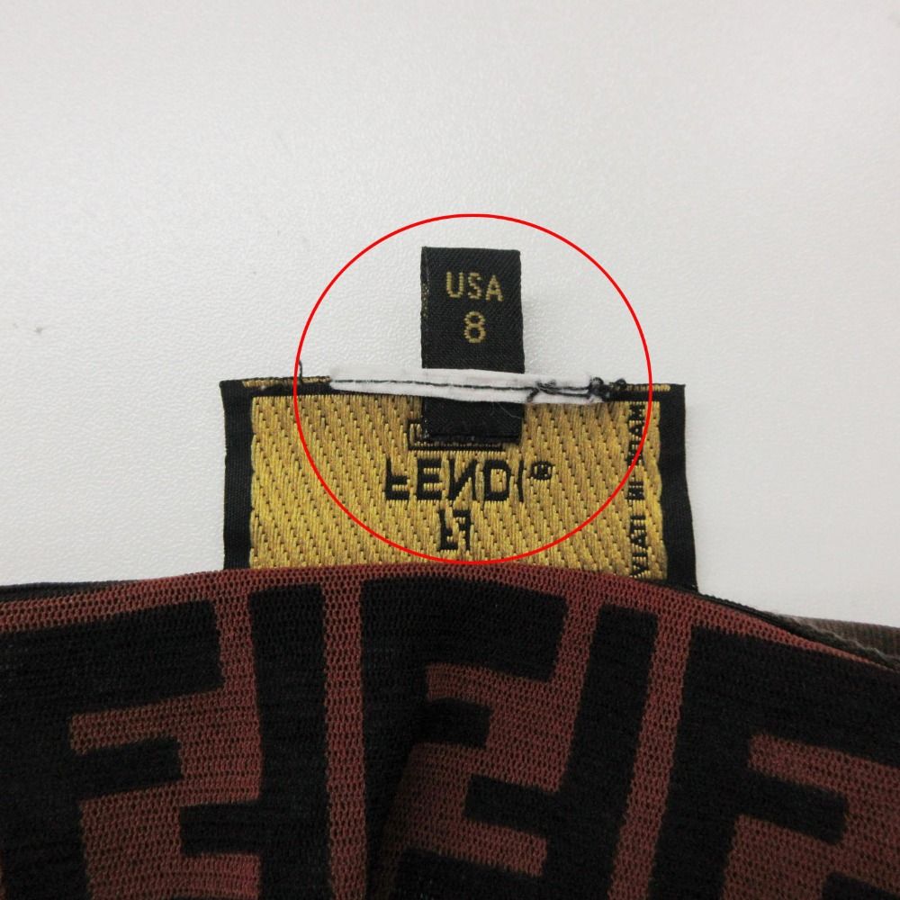 Fendi Short Sleeve T-Shirt Zucca Pattern Top Power Net Tag Cut Stretch Red Brown — view 7