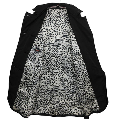 Versace Trench Coat Animal Pattern Lining Nylon Double Breasted Epaulette Black — view 6